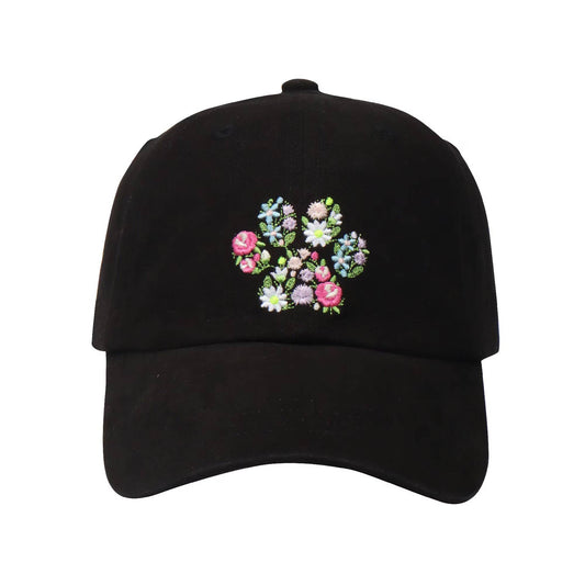 Floral Paw Hat | Embroidered Paw Print Baseball Cap | Gift for Pet Lovers | HatPhile