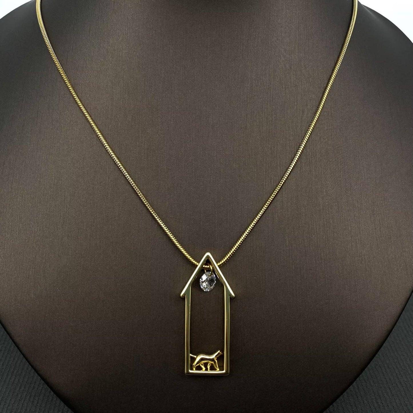 Cat in the House 18K Gold Charm Necklace