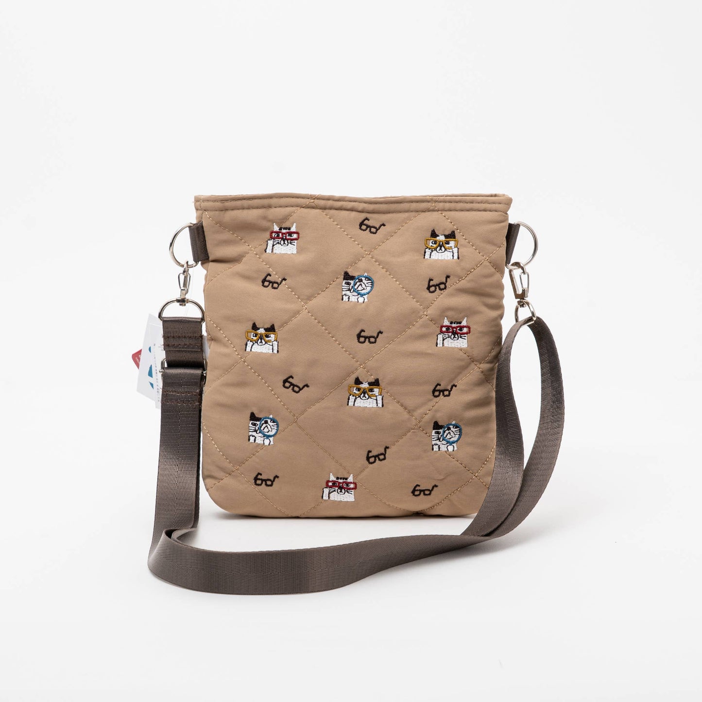 Kusuguru Japan Embroidered Cat Compact Crossbody Bag