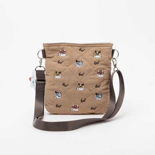 Kusuguru Japan Embroidered Cat Compact Crossbody Bag