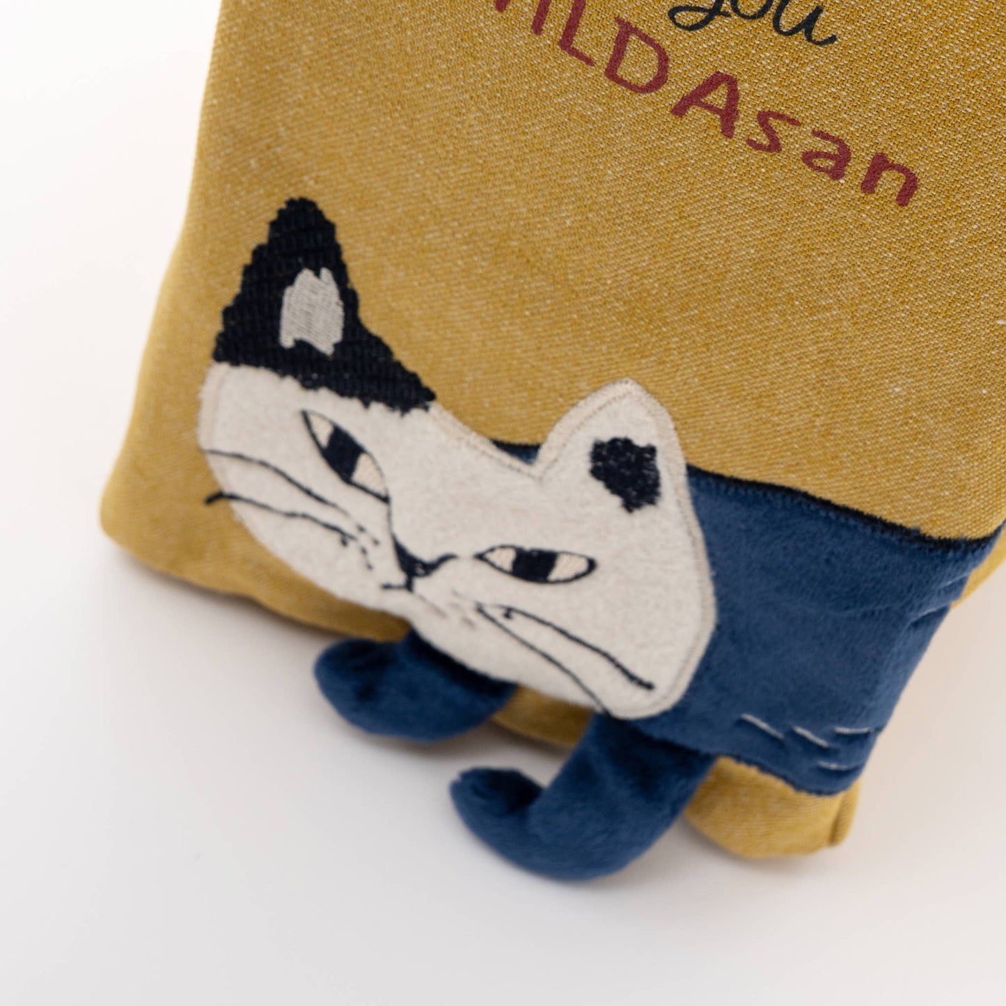 Kusuguru Japan Embroidered Cat Small Tote Bag in Yellow
