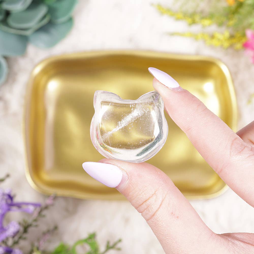 Clear Quartz Kitty Face, Crystal Cat