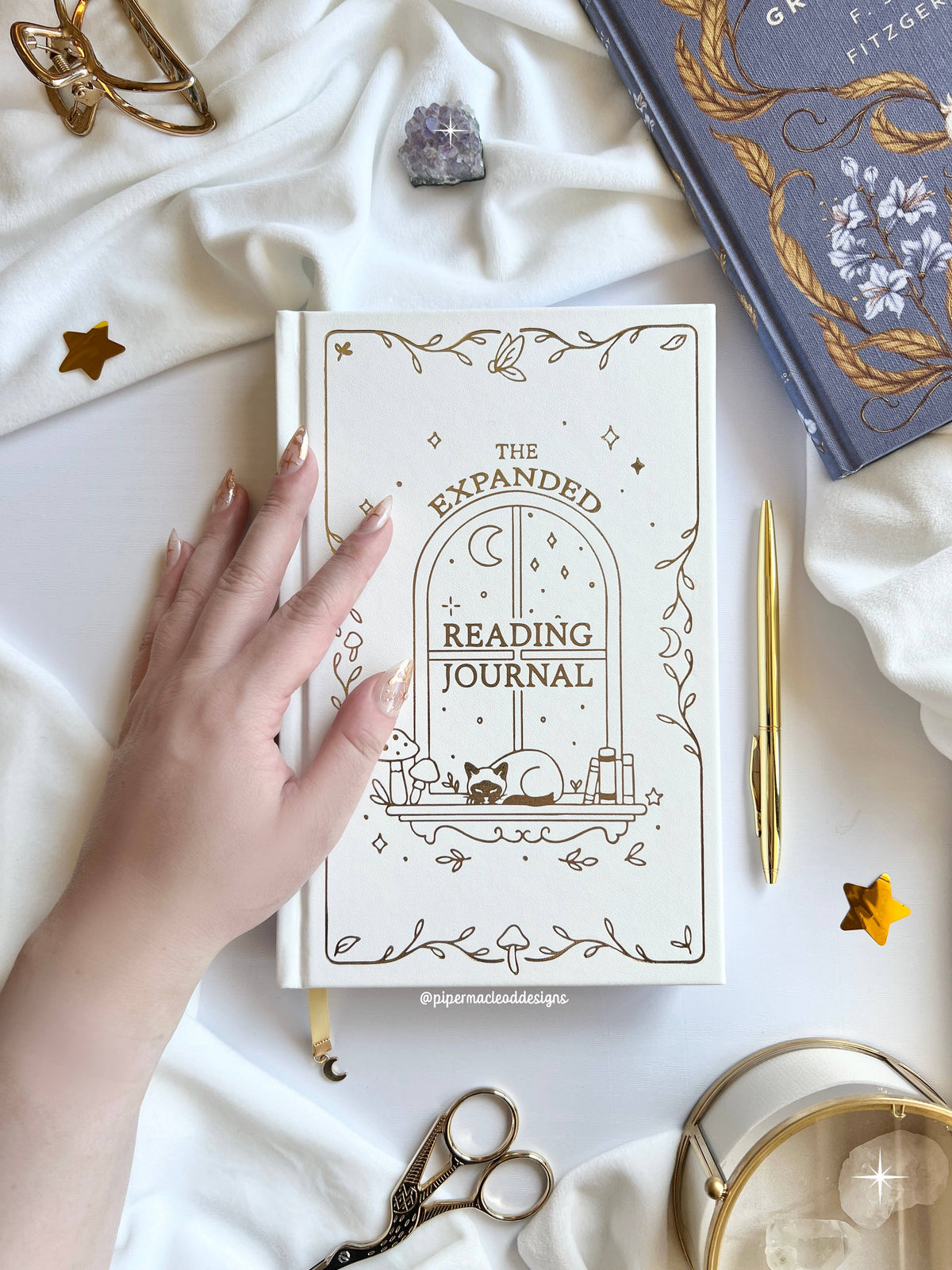 Expanded Reading Journal  Vegan Leather & Gold Foil