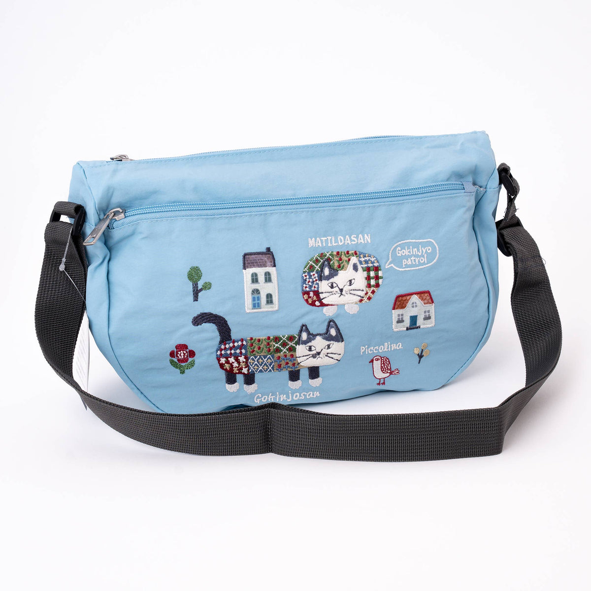 Kusuguru Japan Embroidered Cat Crossbody Bag