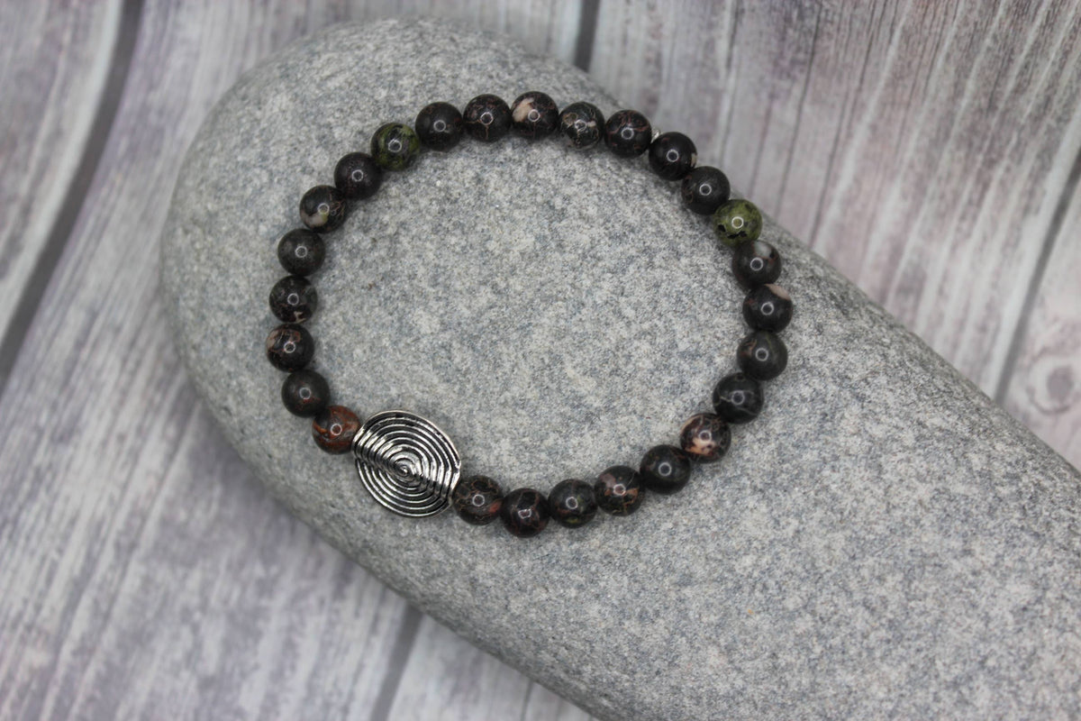 Kambaba Jasper Bracelet with Silver Accent Beads