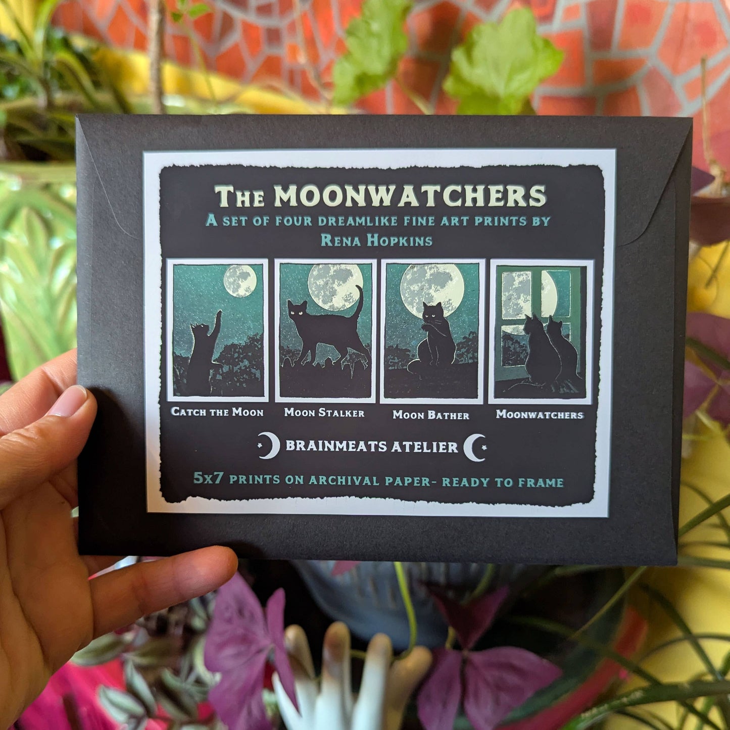 Moonwatchers — Black Cat Print Set of 4 | 5x7 Fine Art Print