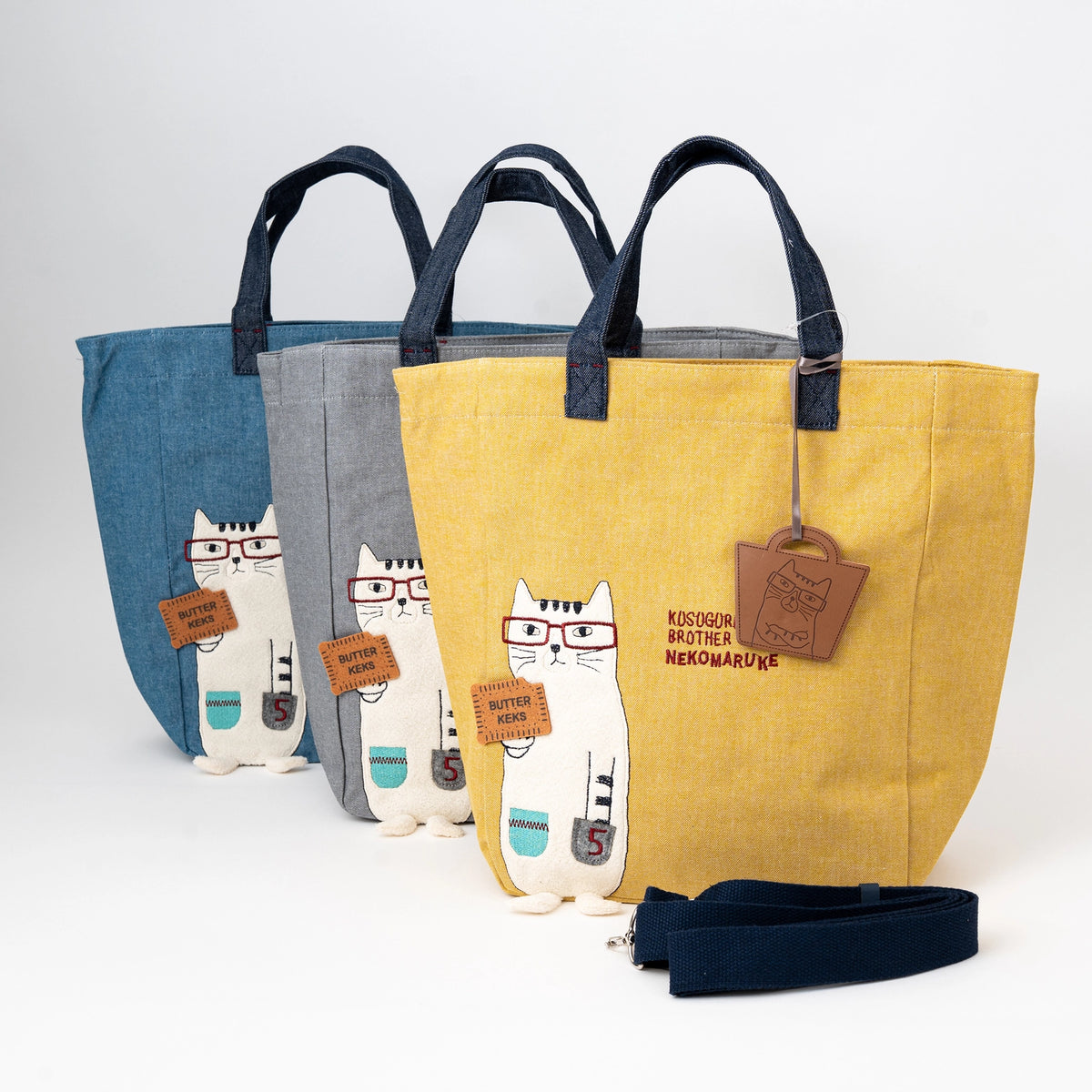 Kusuguru Japan Glasses Cat Crossbody Tote Bag