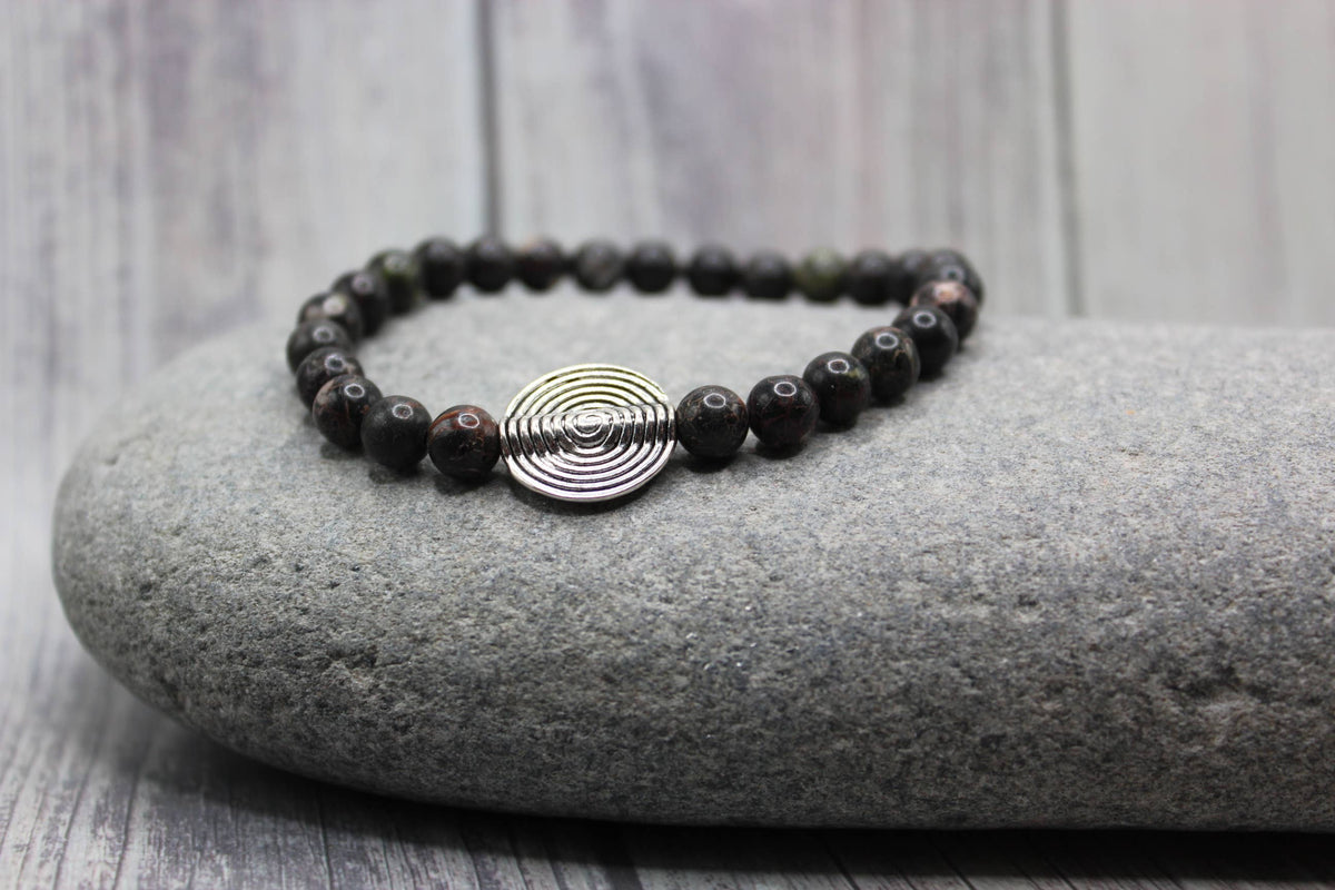 Kambaba Jasper Bracelet with Silver Accent Beads
