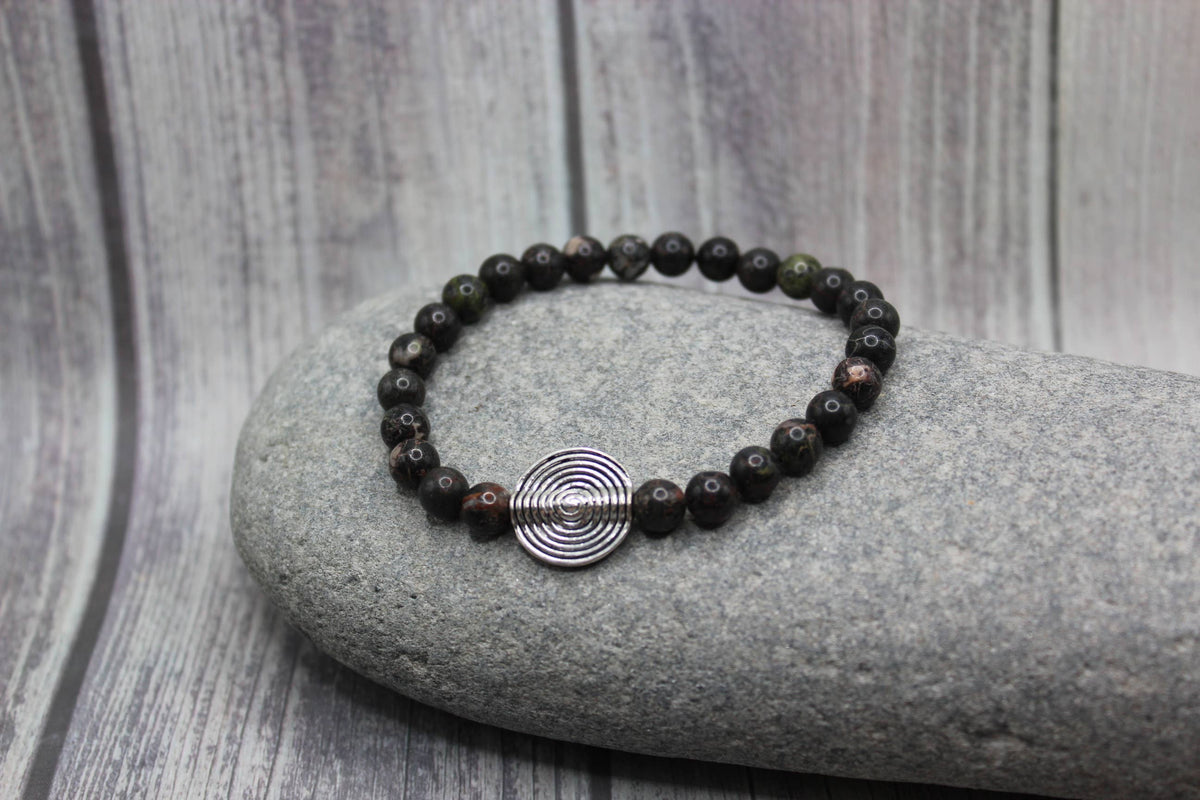 Kambaba Jasper Bracelet with Silver Accent Beads