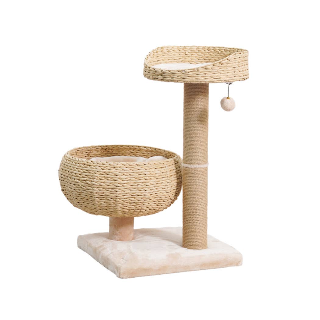 PetPals Cozy V2 Natural Aesthetic, Handwoven Medium Cat Tree