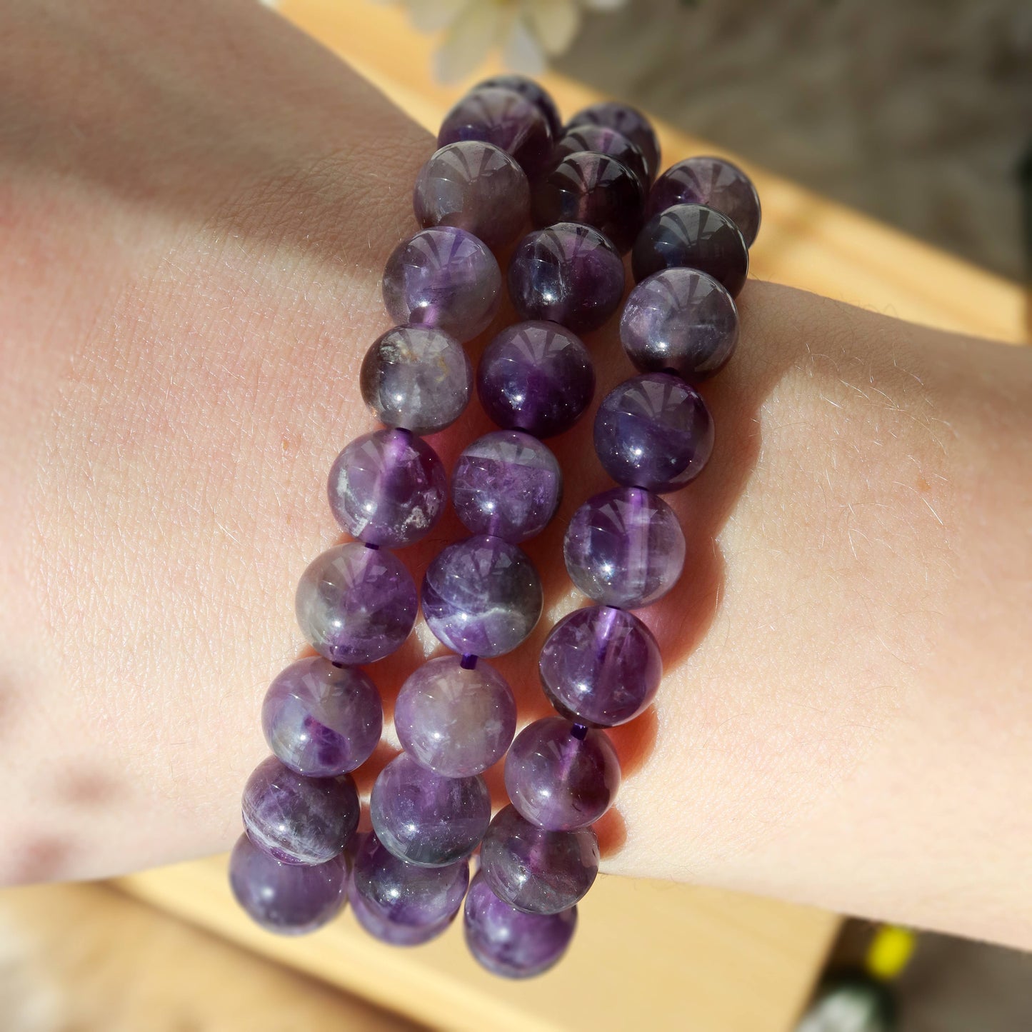 Amethyst Round Beaded Bracelet