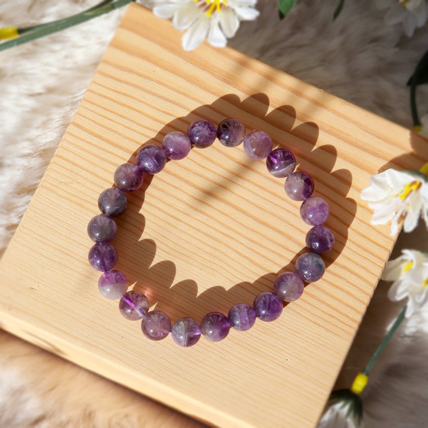 Amethyst Round Beaded Bracelet