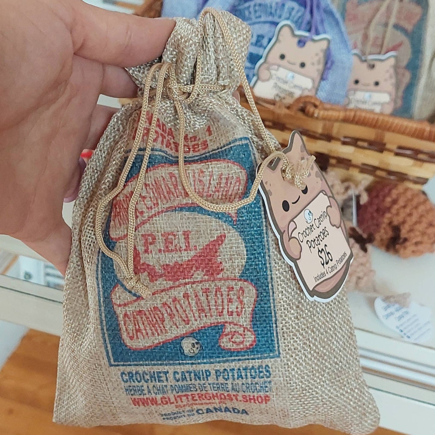 P. E. I. Potato Sack Catnip Toy - includes 4