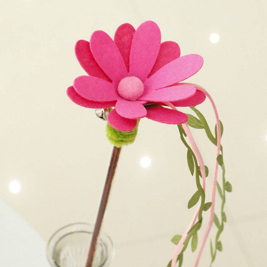 Moo - Floral Cat Teaser Wand with Ribbon & Leaf Streamers