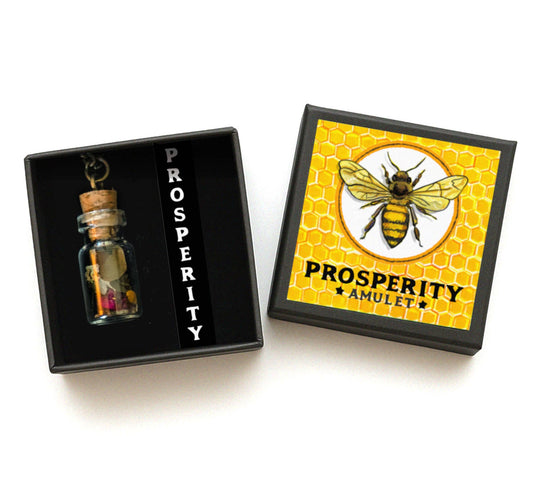 Prosperity Amulet - Abundance Talisman Necklace with Honeybee