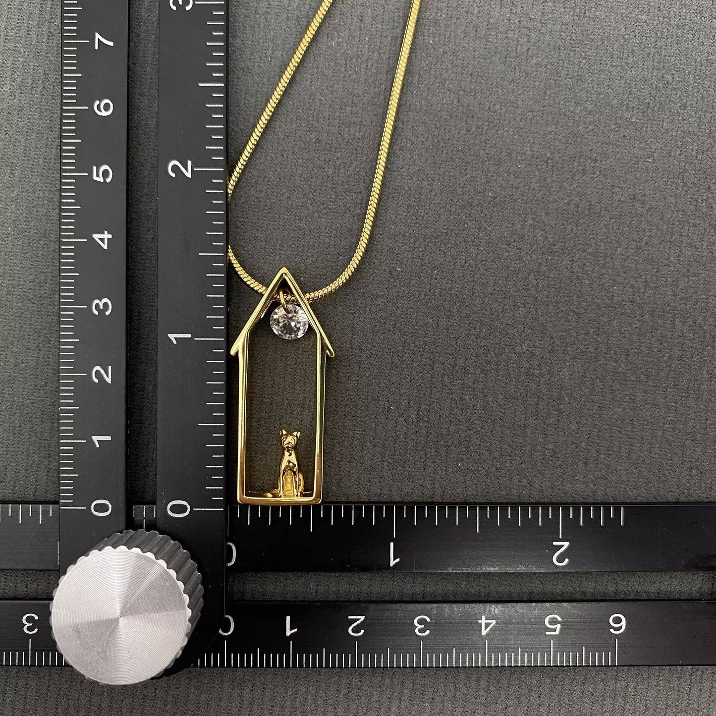Cat in the House 18K Gold Charm Necklace