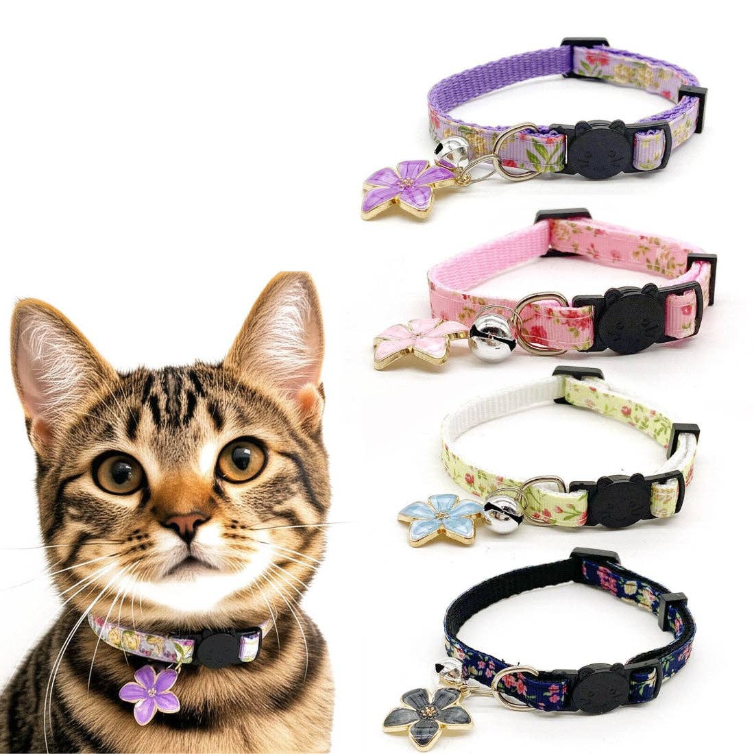 Mokka - Floral Bell Charm Cat Collar