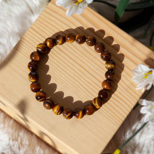 Golden Tiger's Eye Round Beaded Bracelet