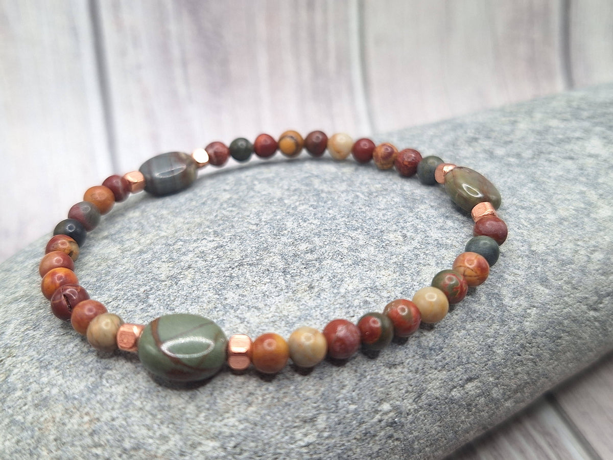 Red Creek Jasper Bracelet with Warm Copper Accents
