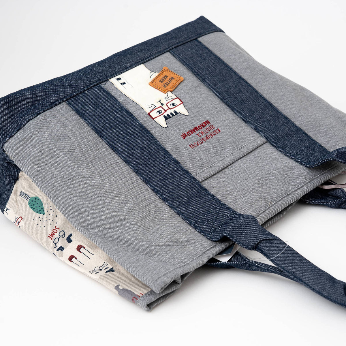 Kusuguru Japan Glasses Cat Multi-Compartment Tote