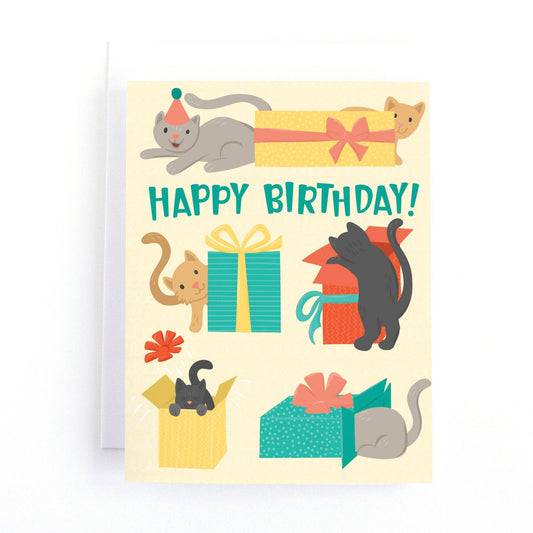 Cats and Boxes Birthday Card