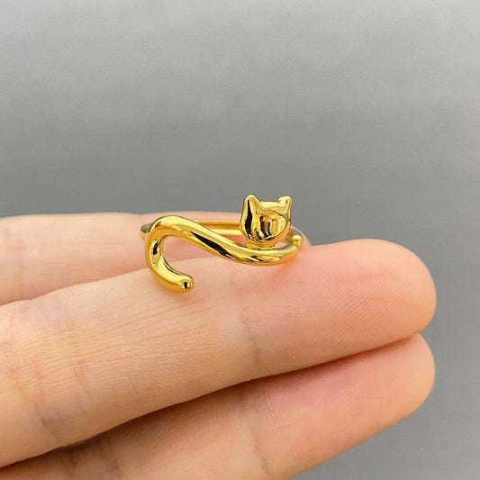 18K Gold-Plated Cat Ring