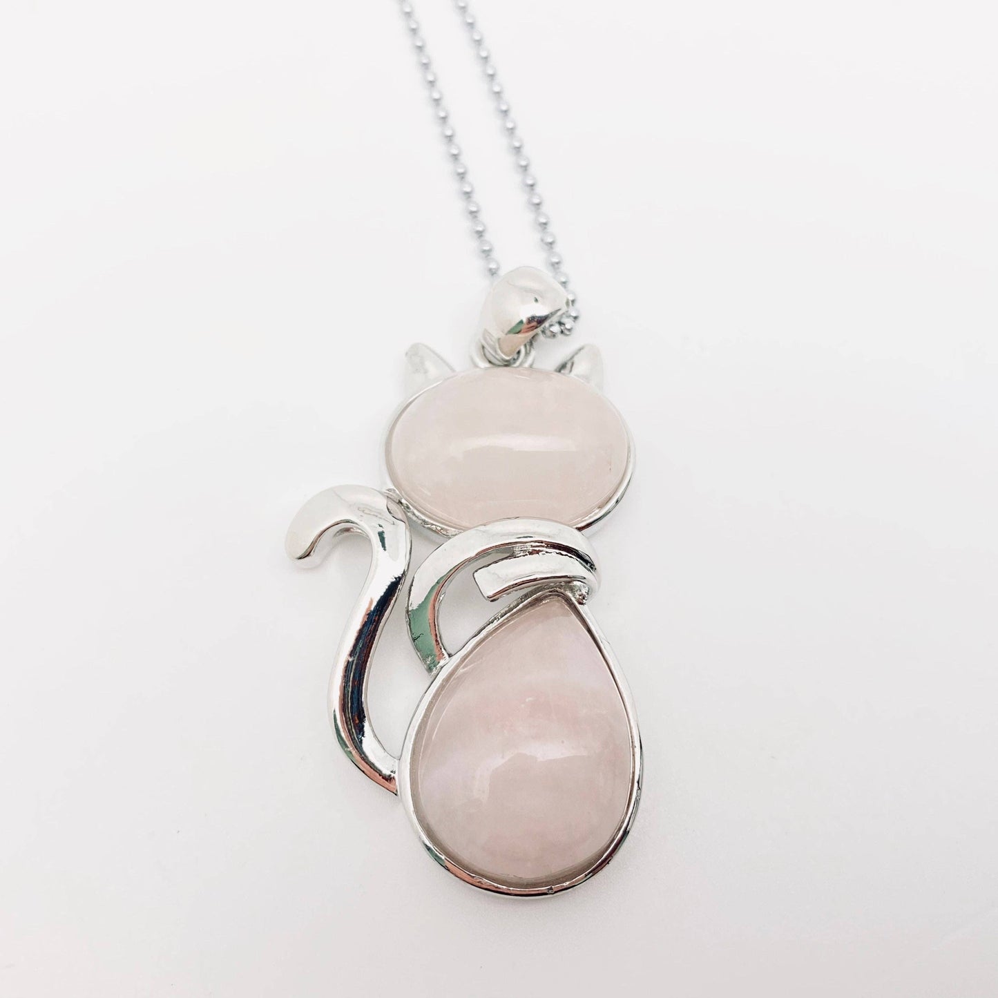 Natural Stone Cat Pendant Necklace