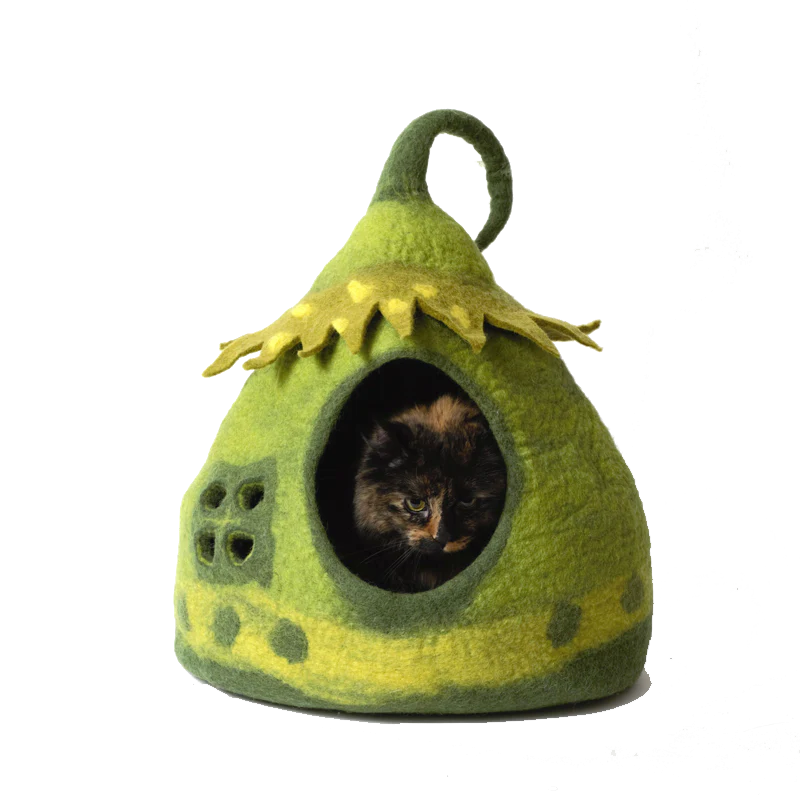 Karma Cat Green Fairy House Cat Cave