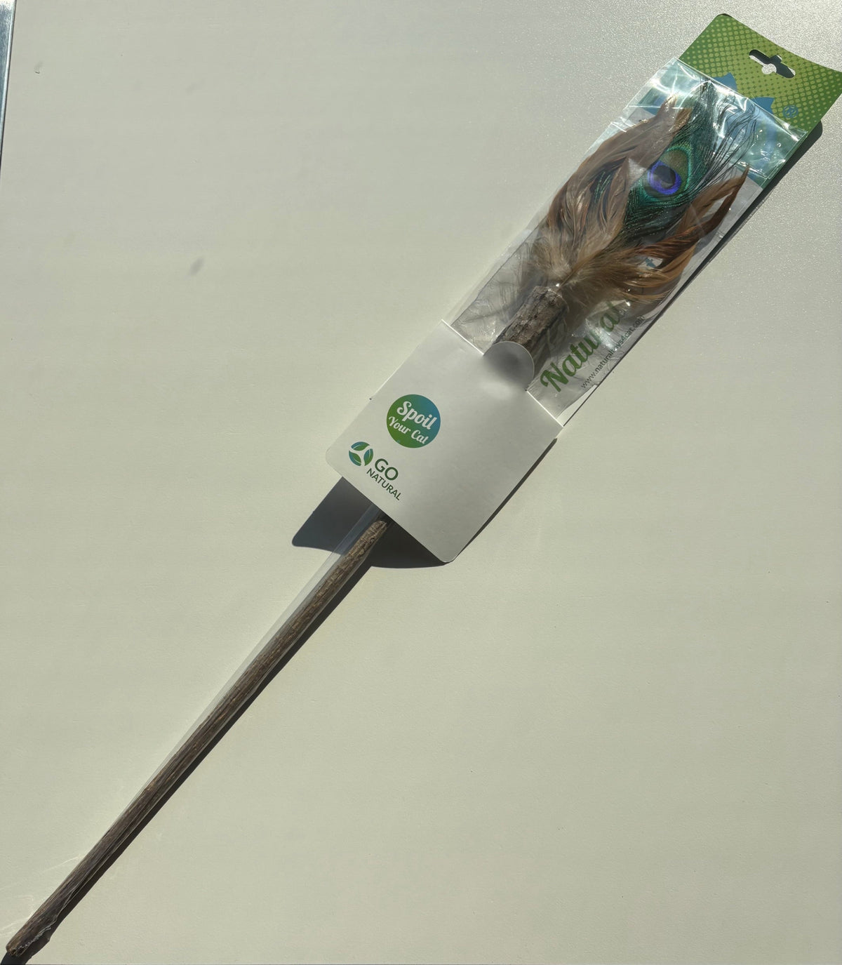 Natural Cat Toys Silvervine Peacock Feather Teaser - 40 cm