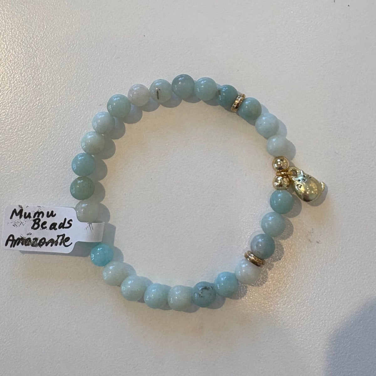 Mumu Beads Amazonite Cat Charm Bracelet