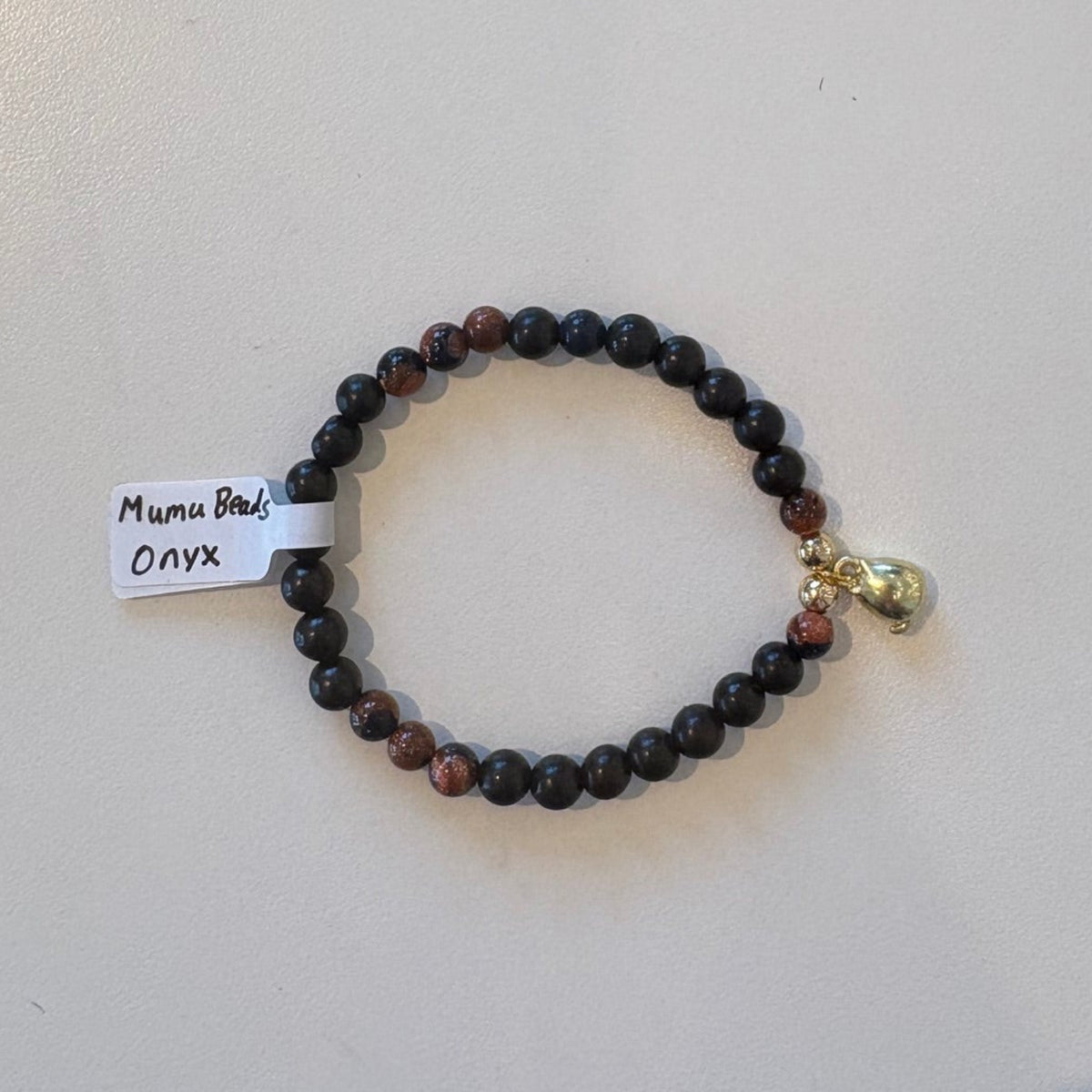 Mumu Beads Onyx Cat Charm Bracelet