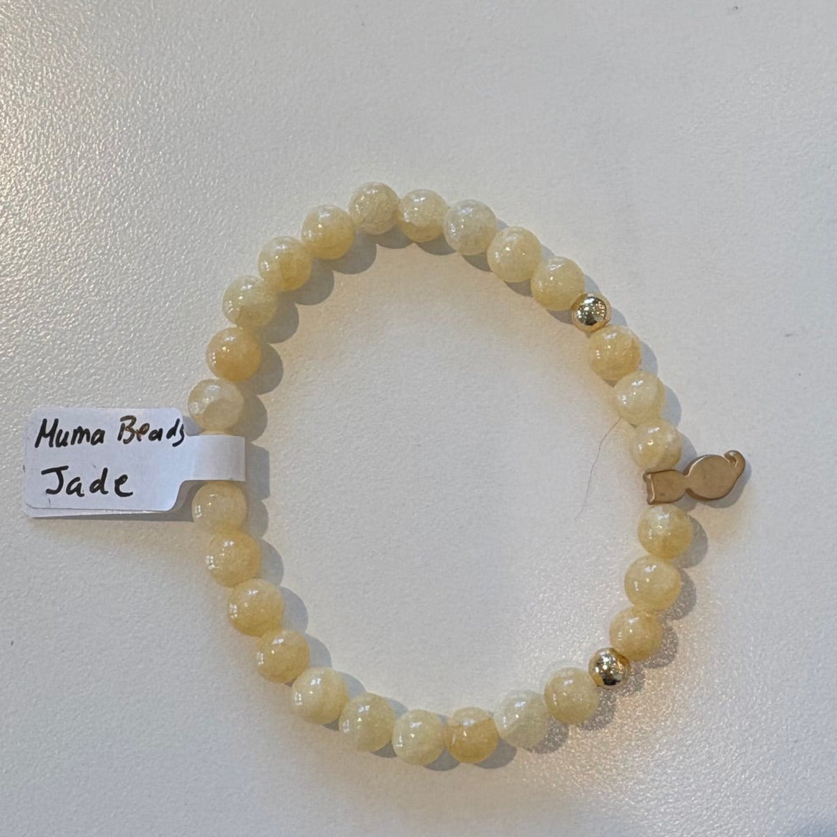 Mumu Beads Yellow Jade Cat Charm Bracelet