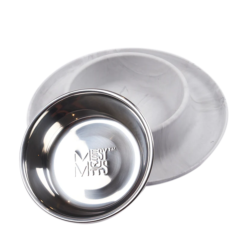 Messy Cats Double Silicone Feeder, Marble