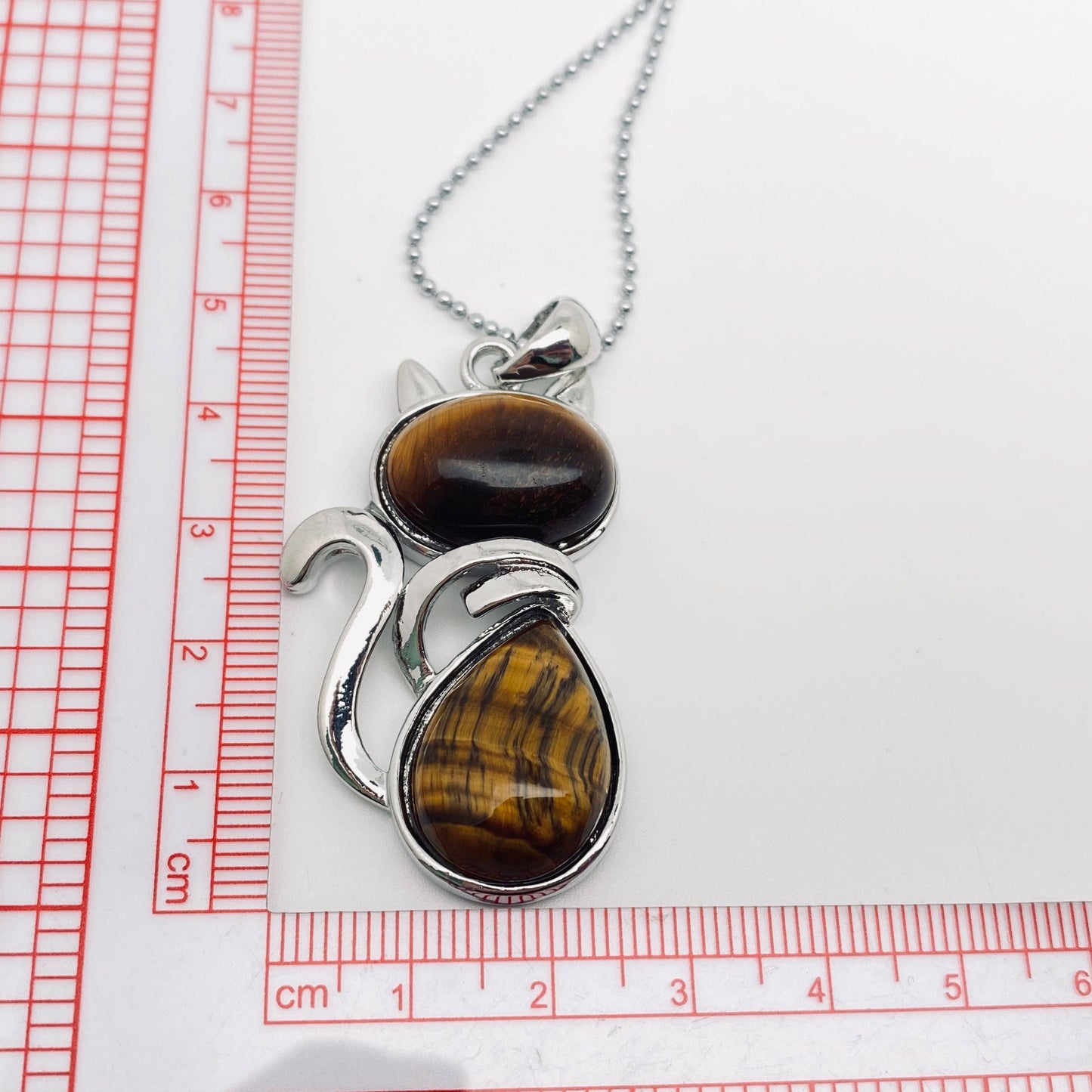 Natural Stone Cat Pendant Necklace