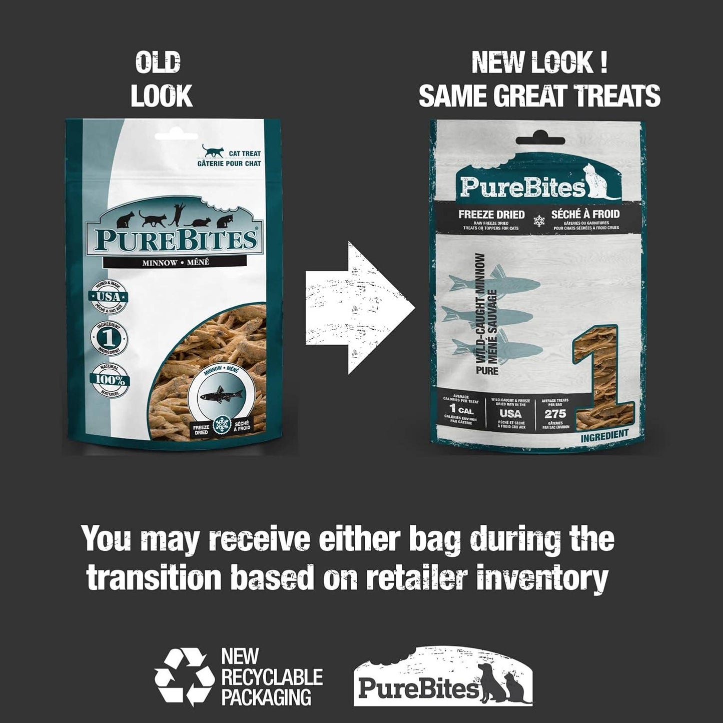 PureBites Freeze-Dried Minnow Cat Treats — Single Ingredient, 1.09 oz