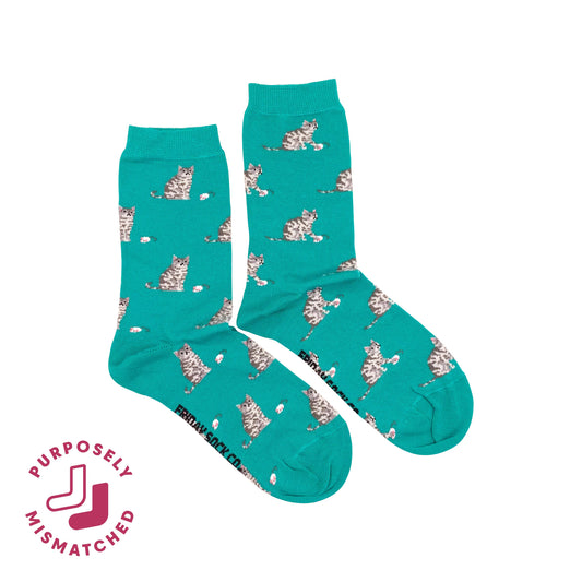 Women's Cat & Mouse Crew Socks - Funny Gift Idea