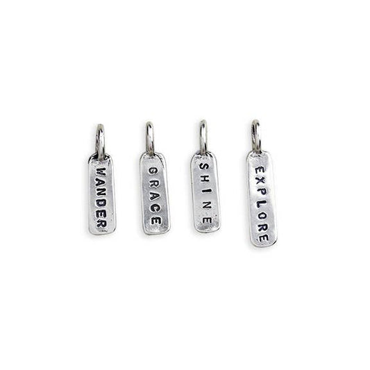 Hand Stamped Teeny Silver or Bronze Word Bars