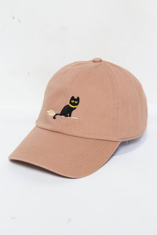 Black Cat Embroidered Baseball Cap