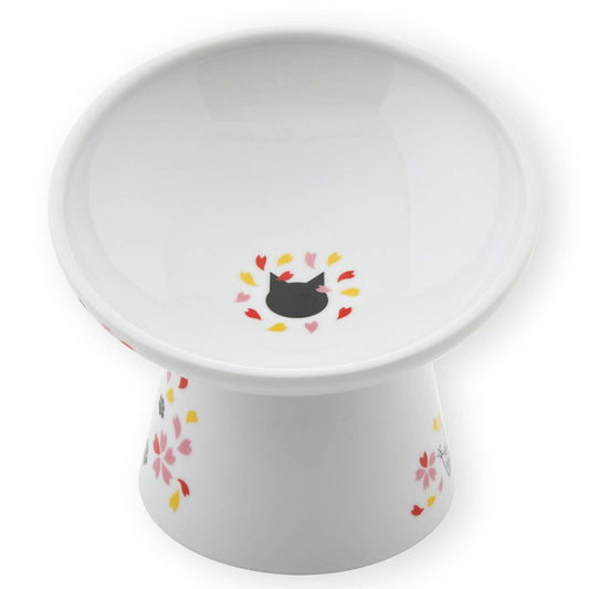 Necoichi Tilted Stress Free Raised Cat Food Bowl (Sakura Limited Edition）