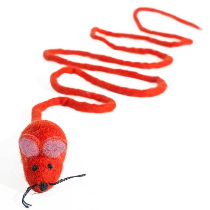 Wool Mouse Cat Toy with 6-Foot Tail