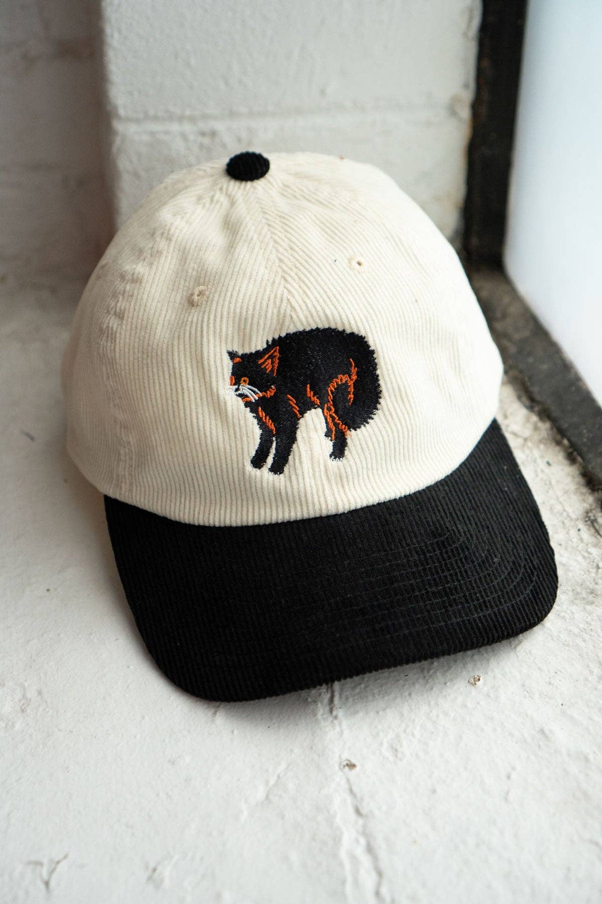 Scaredy Cat Two-Tone Corduroy Embroidered Cord Cap