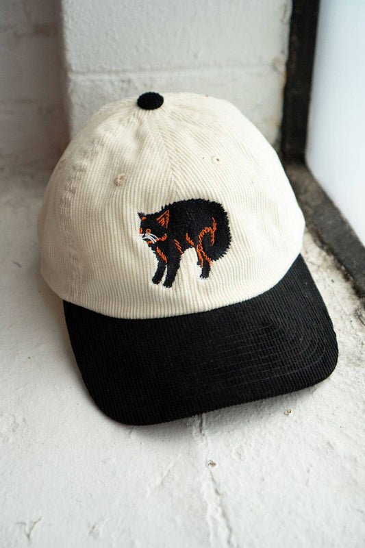 Scaredy Cat Two-Tone Corduroy Embroidered Cord Cap