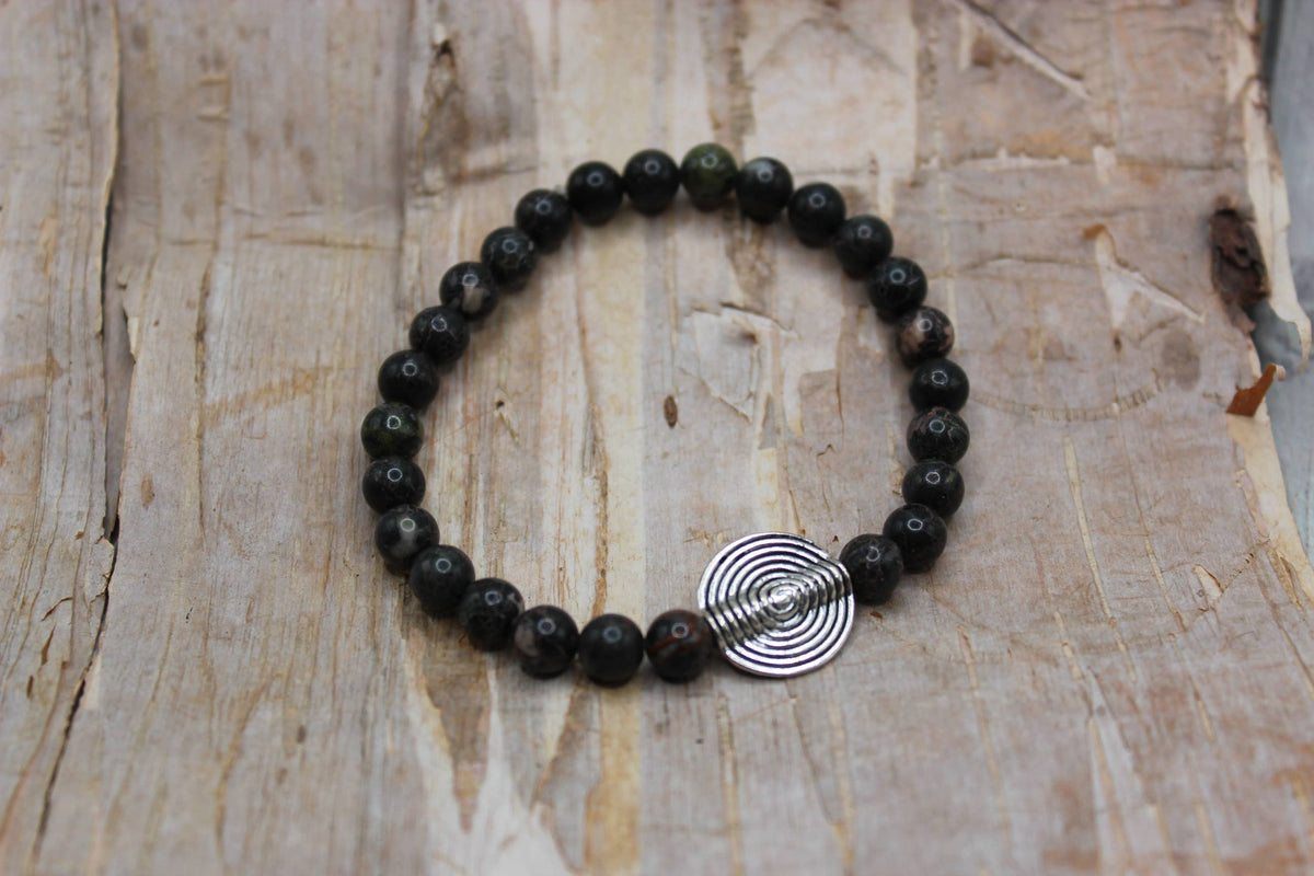 Kambaba Jasper Bracelet with Silver Accent Beads