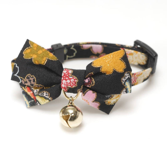 Necoichi Kimono Bow Tie Cat Collar (Black)