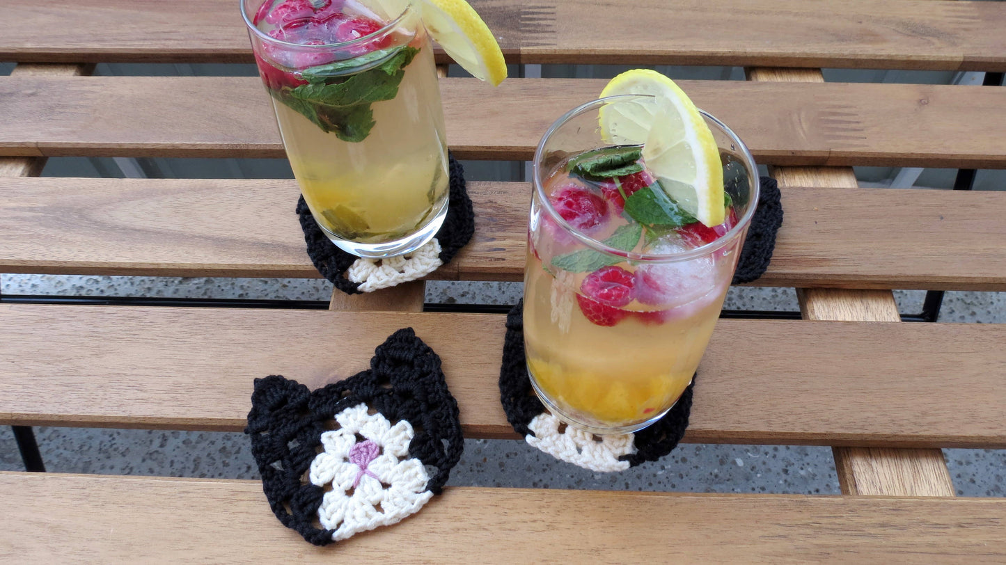 Cat Handmade Crochet Drink Coasters