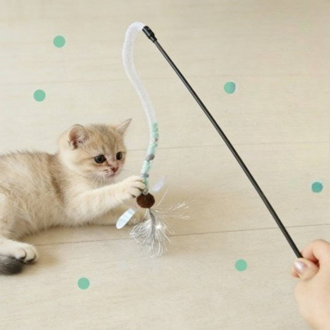 Moo - Spring Feather Cat Teaser Wand
