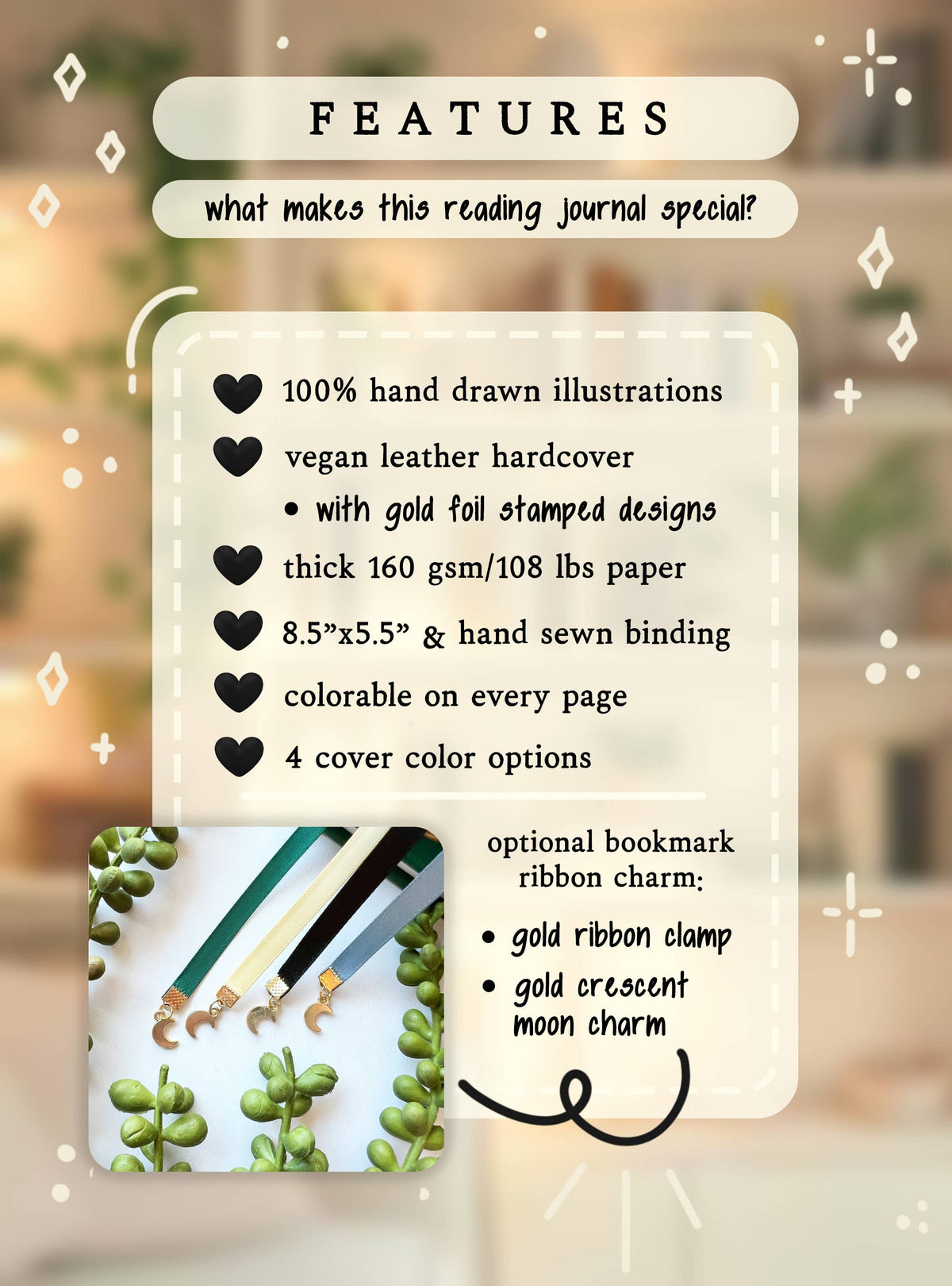 Reading Companion Journal |Vegan Leather & Gold Foil