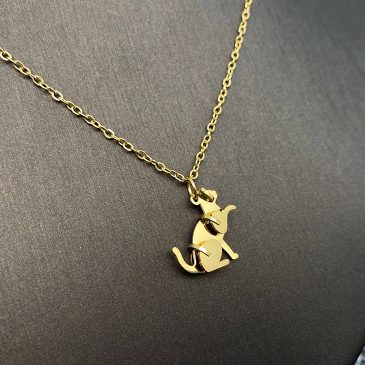 Mini Cat Charm 18K Gold Plated Necklace