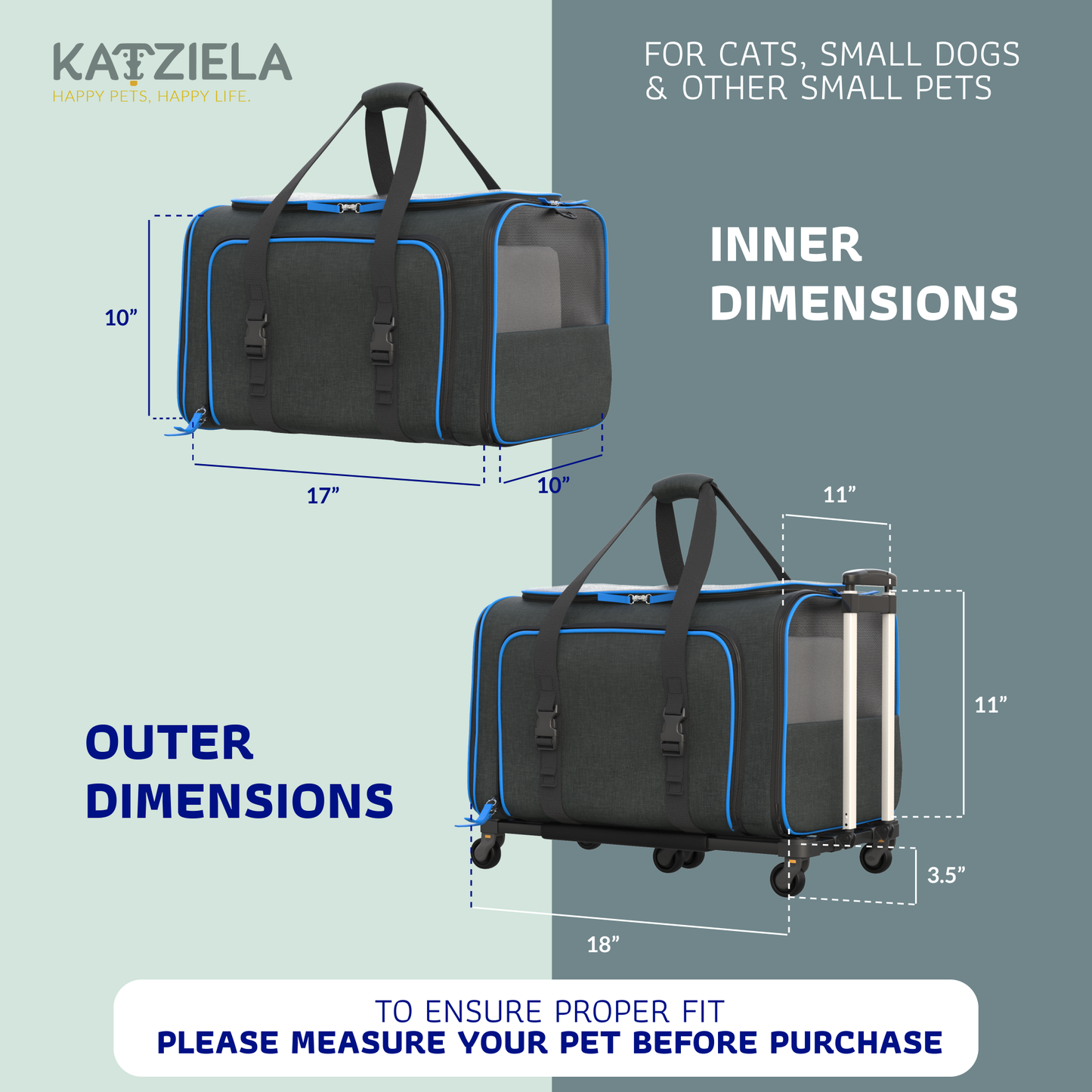 Katziela Rolling Rover Airline Compliant Expandable Wheeled Carrier
