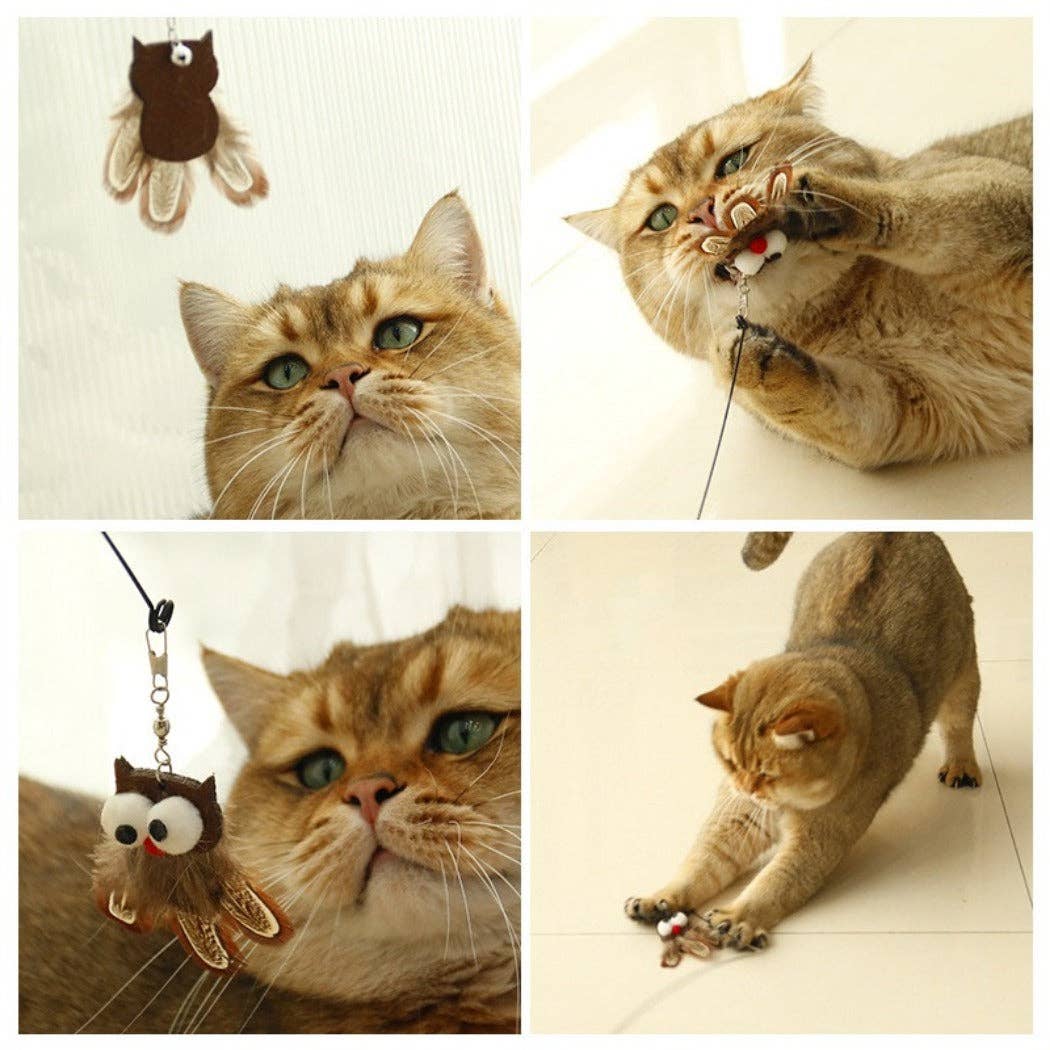 Moo – Owl & Bird Feather Wand Toy